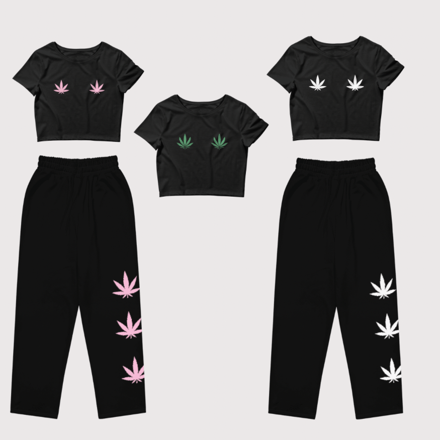 White Weed Leaf Crop Top