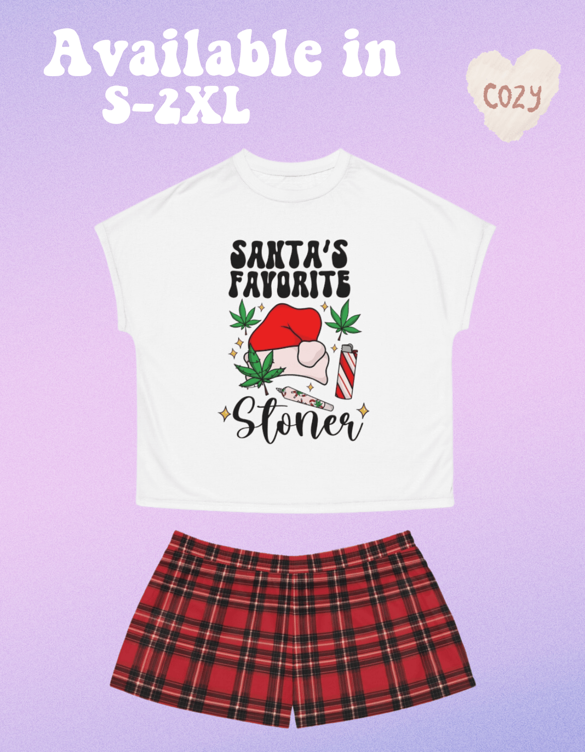 Santas Favorite Stoner Women's Short Pajama Set