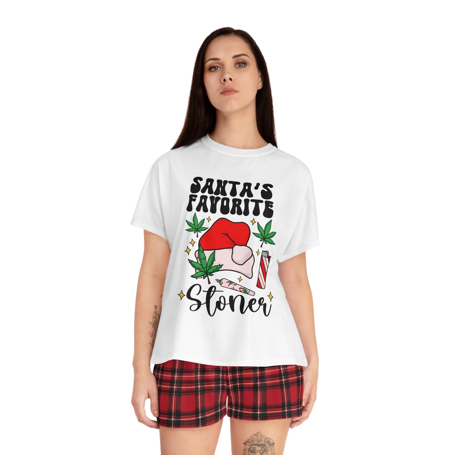 Santas Favorite Stoner Women's Short Pajama Set