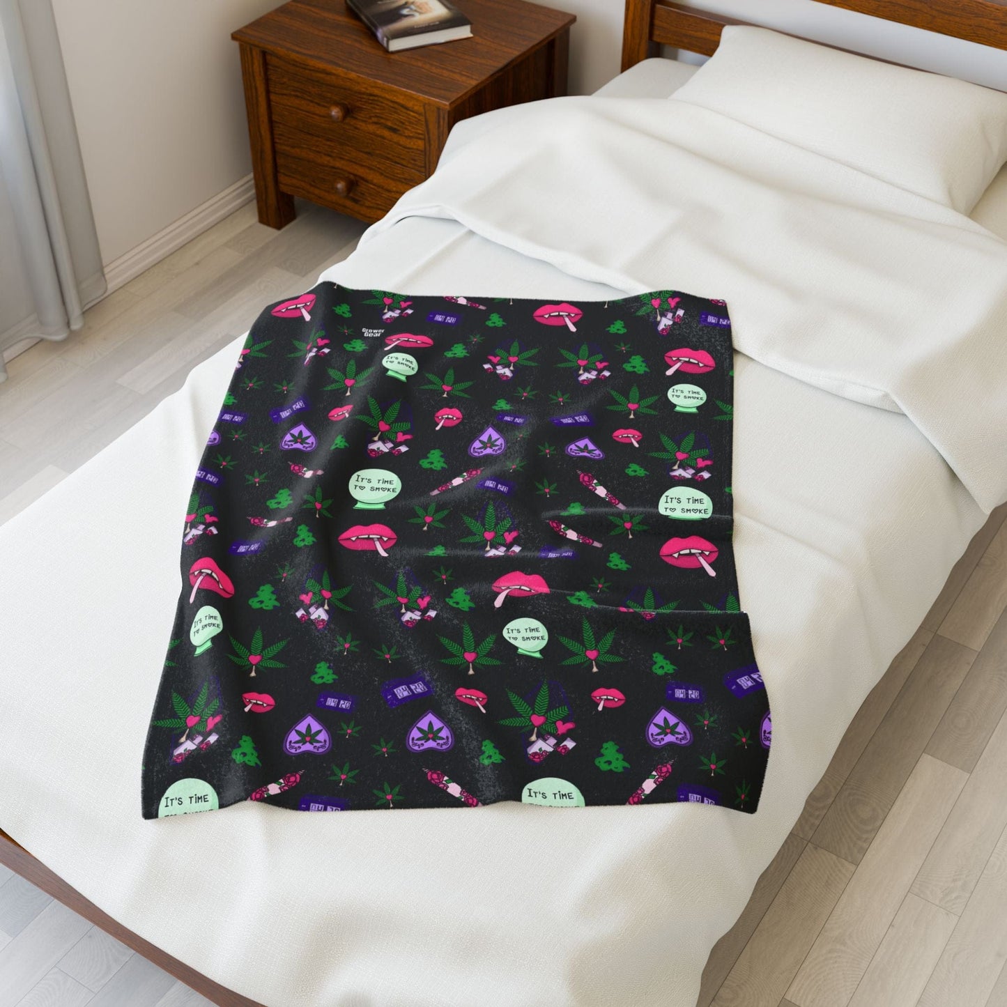 Spooky Stoner Babe  Plush Velveteen Blanket