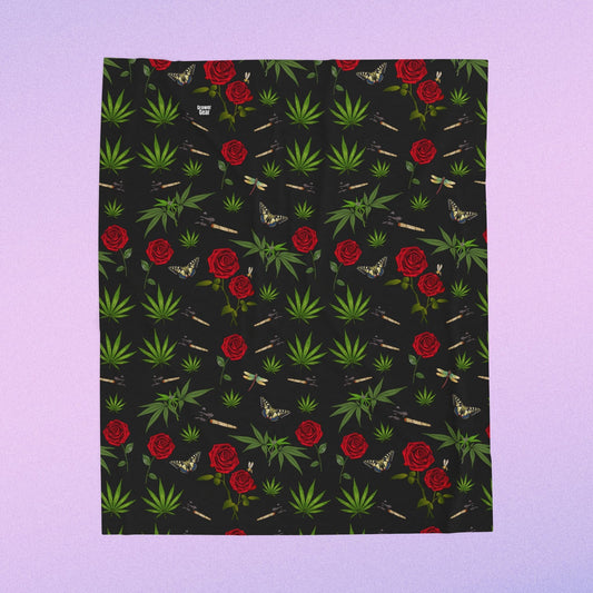 Blunts & Roses Plush Velveteen Blanket