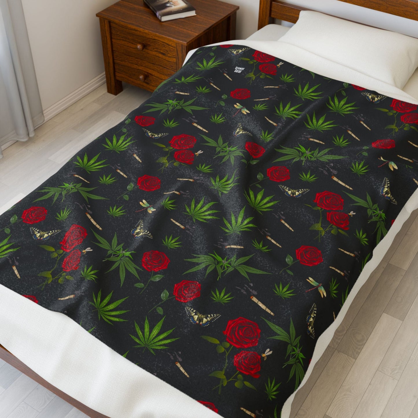 Blunts & Roses Plush Velveteen Blanket