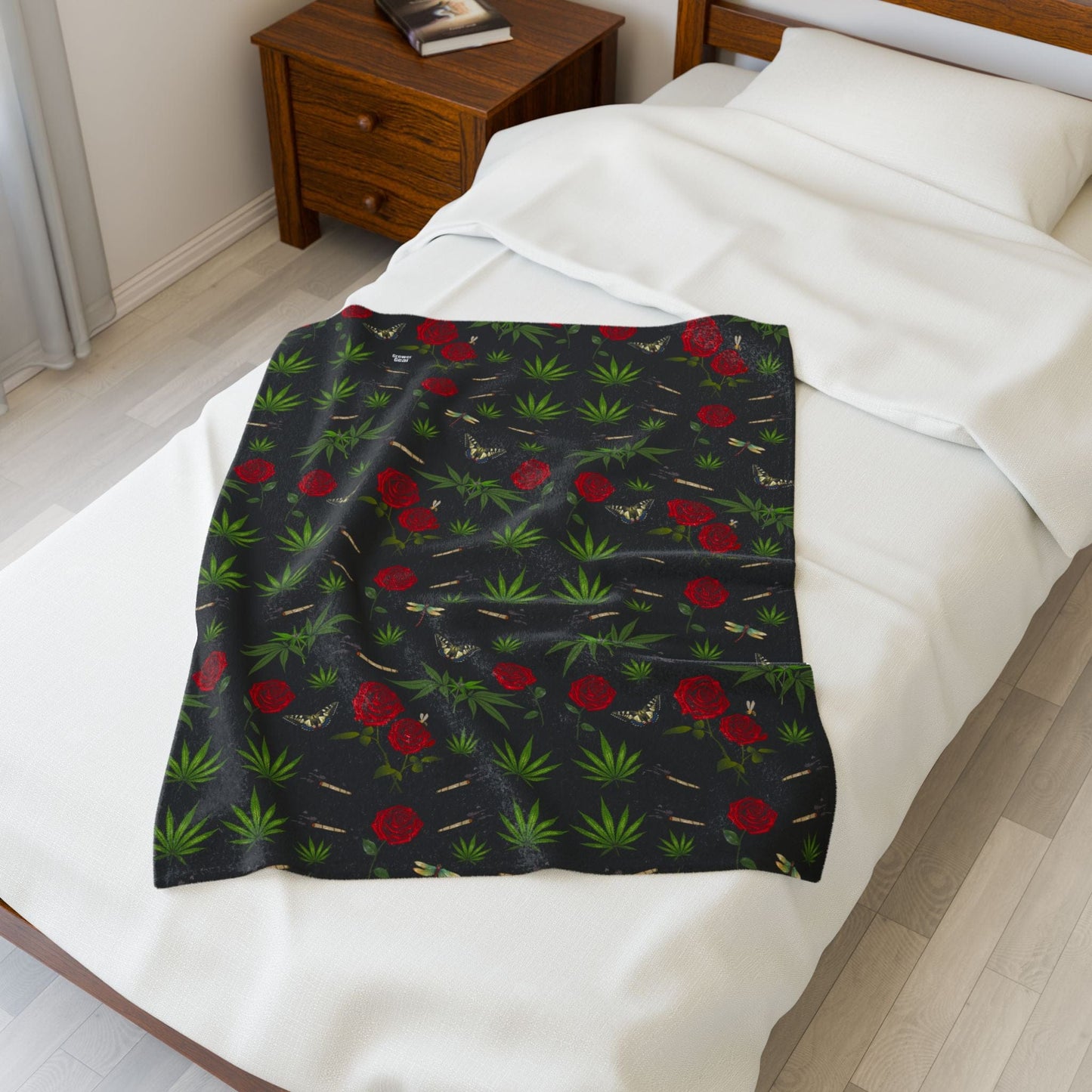 Blunts & Roses Plush Velveteen Blanket