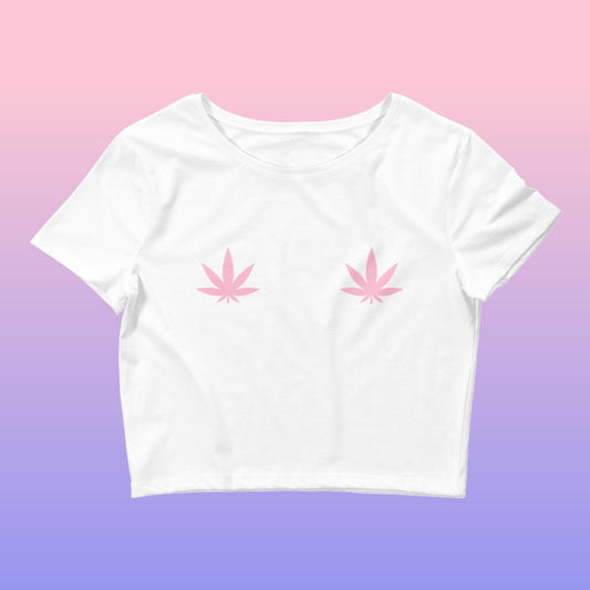 Pink Weed Leaf Crop Top