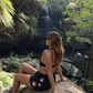 Pink Fan Leaf Athletic Long Shorts