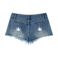 Weed Pot Leaf Vintage Wash Denim Shorts