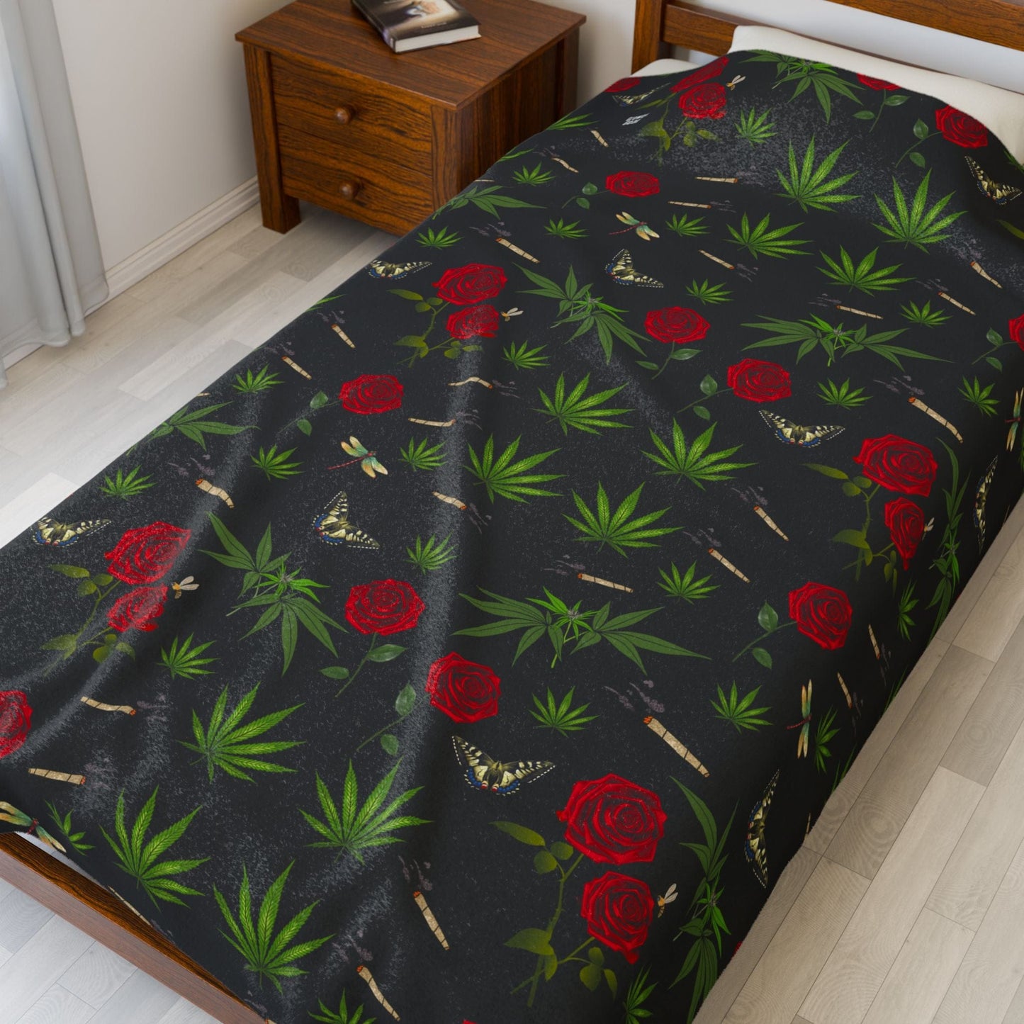 Blunts & Roses Plush Velveteen Blanket