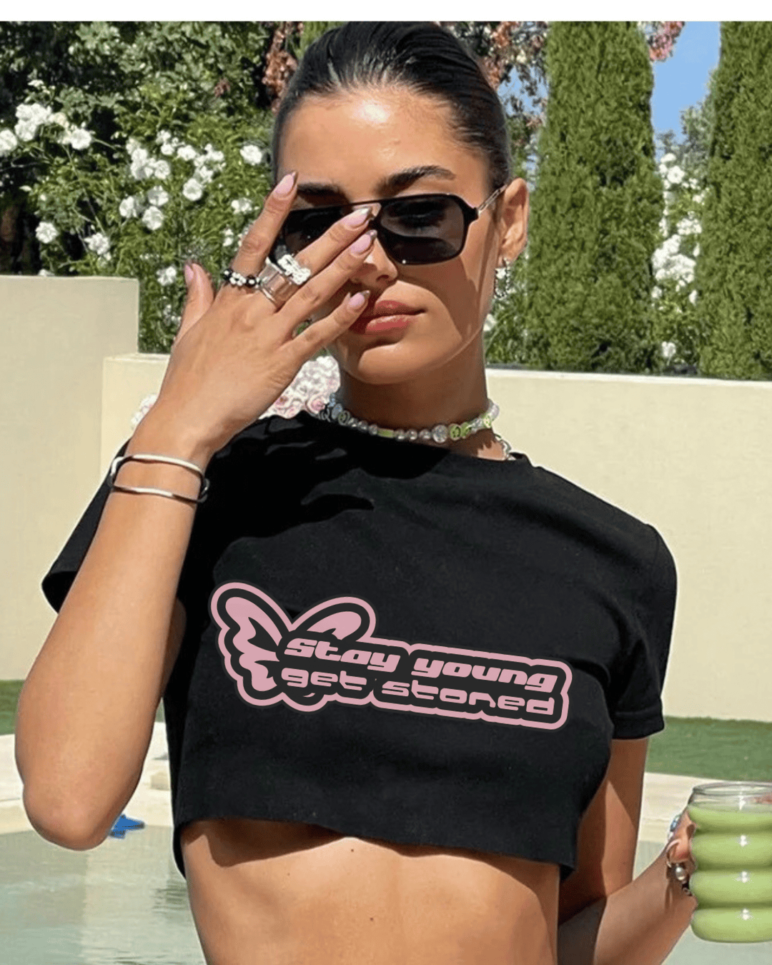 Stay Young Get Stoned Crop Top