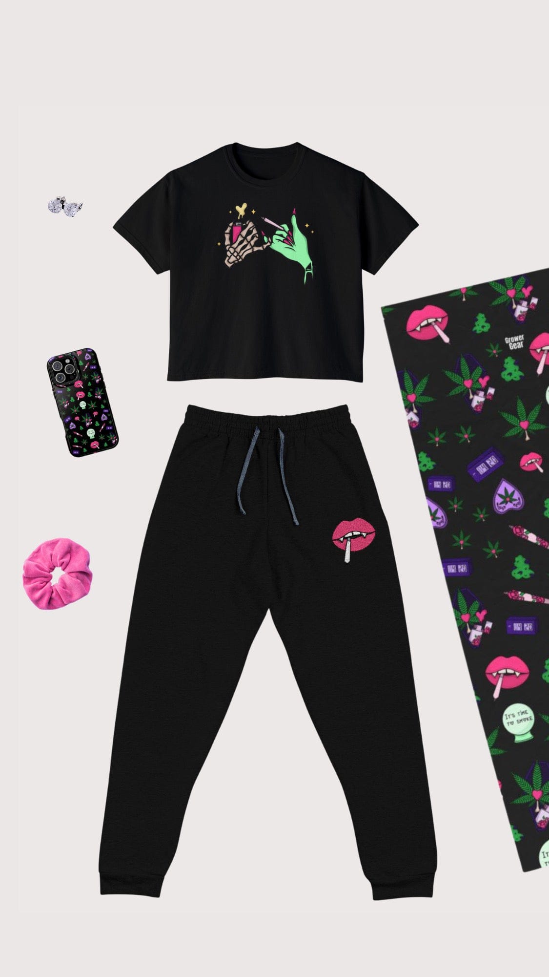 Spooky Stoner Babe  Joggers (Embroidery)