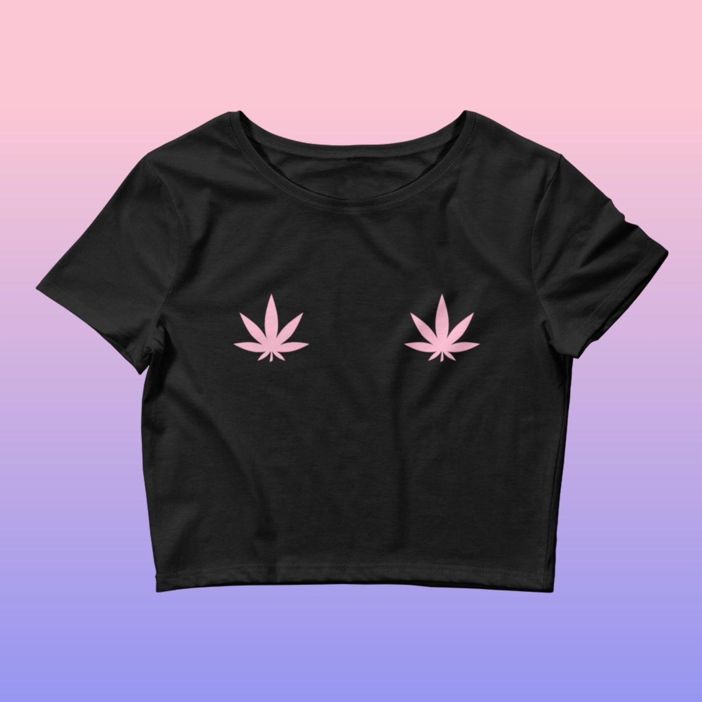 Pink Weed Leaf Crop Top