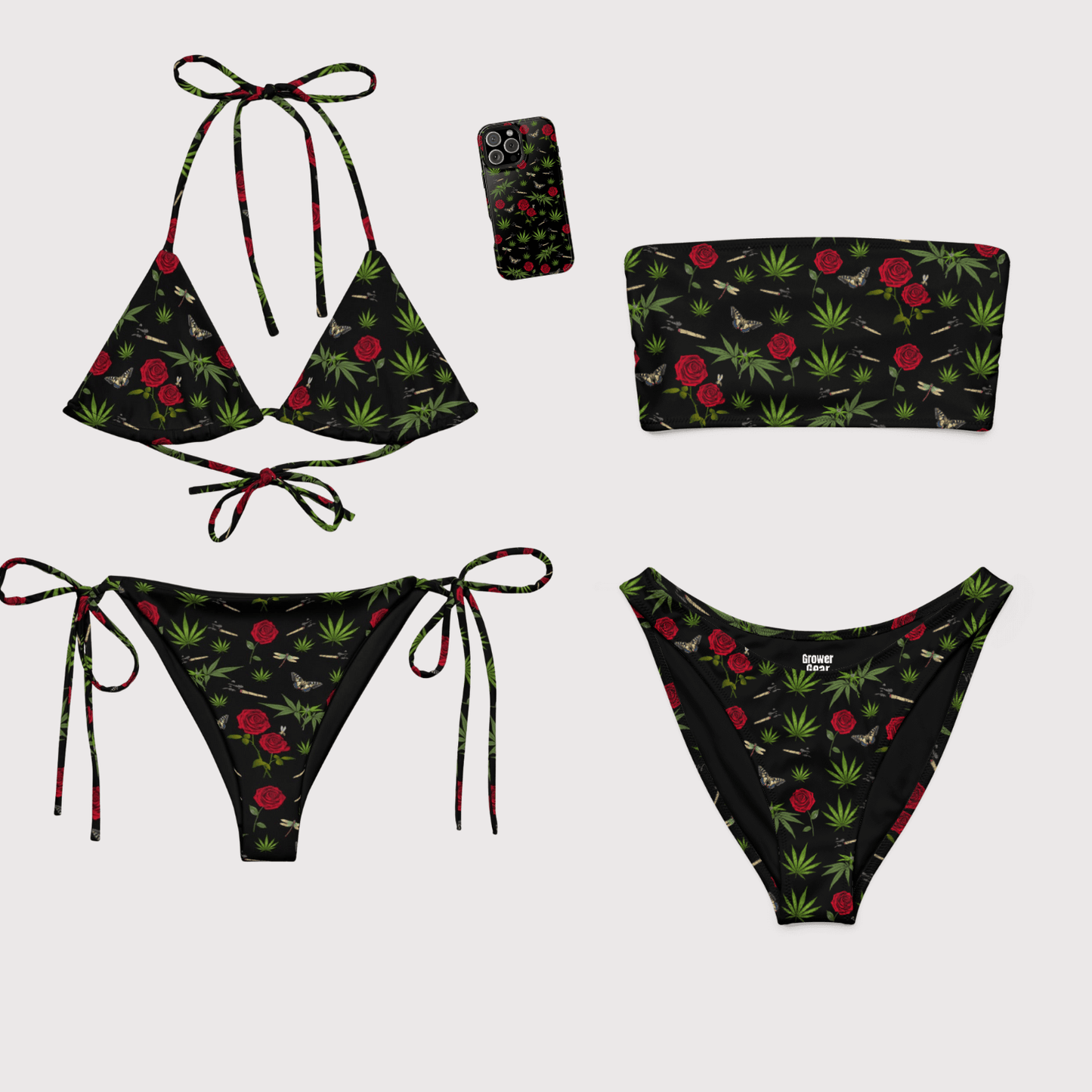 Blunts & Roses bandeau bikini top