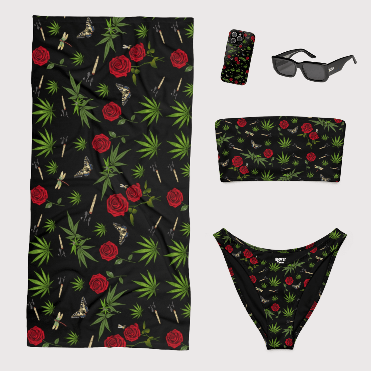 Blunts & Roses bandeau bikini top