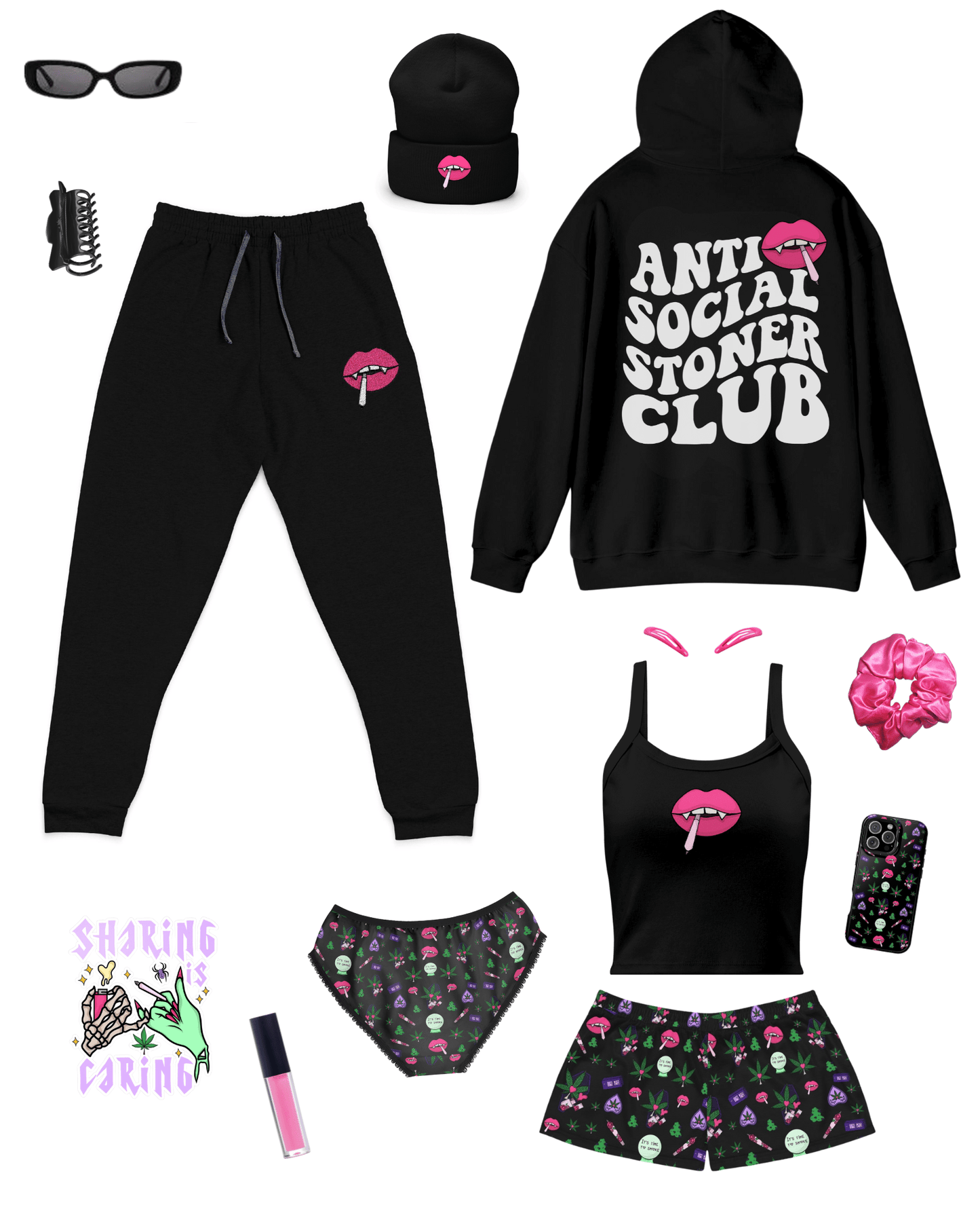 Spooky Stoner Babe  Joggers (Embroidery)