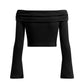 Good Girls Love Ganja Women's Off-the-Shoulder Bell Sleeve Knit Crop T-Shirt