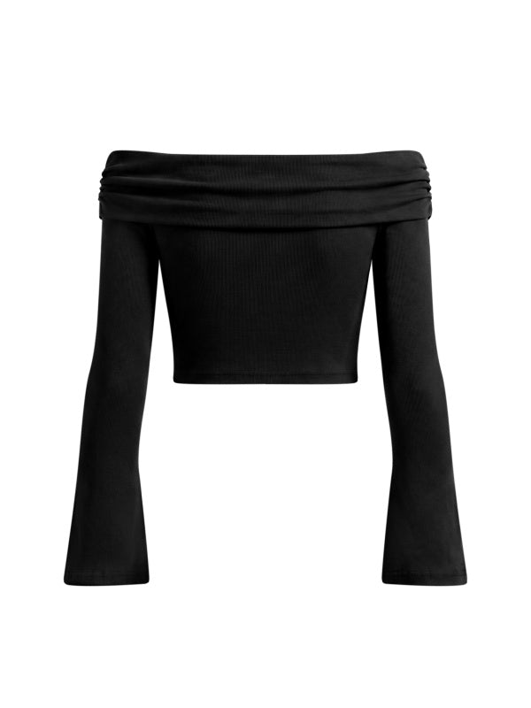 Good Girls Love Ganja Women's Off-the-Shoulder Bell Sleeve Knit Crop T-Shirt
