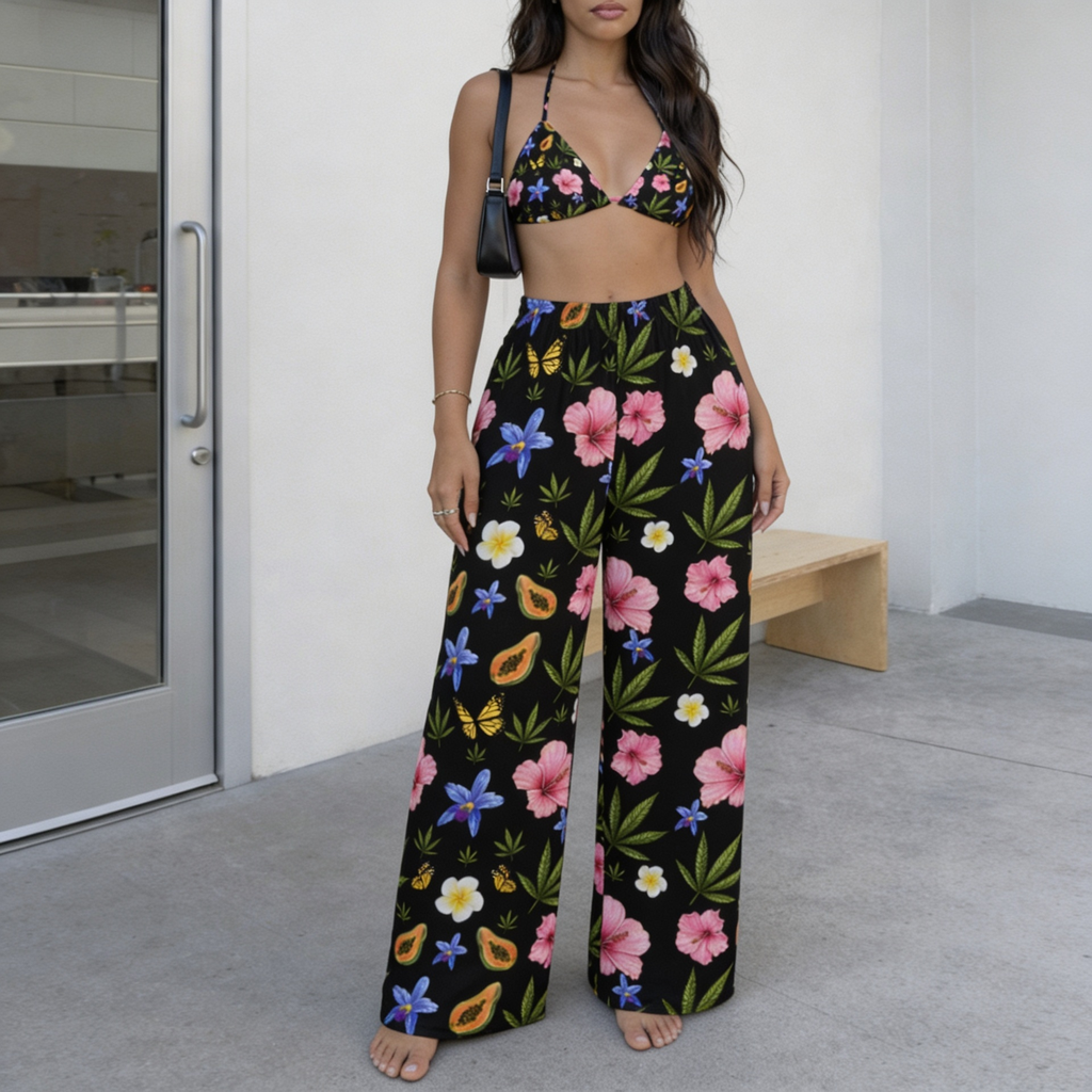 Pink Island Girl wide-leg pants