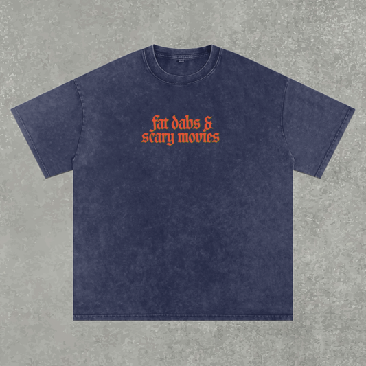 Fat Dabs & Scary Movies Snow Washed Oversized Cotton T-Shirt