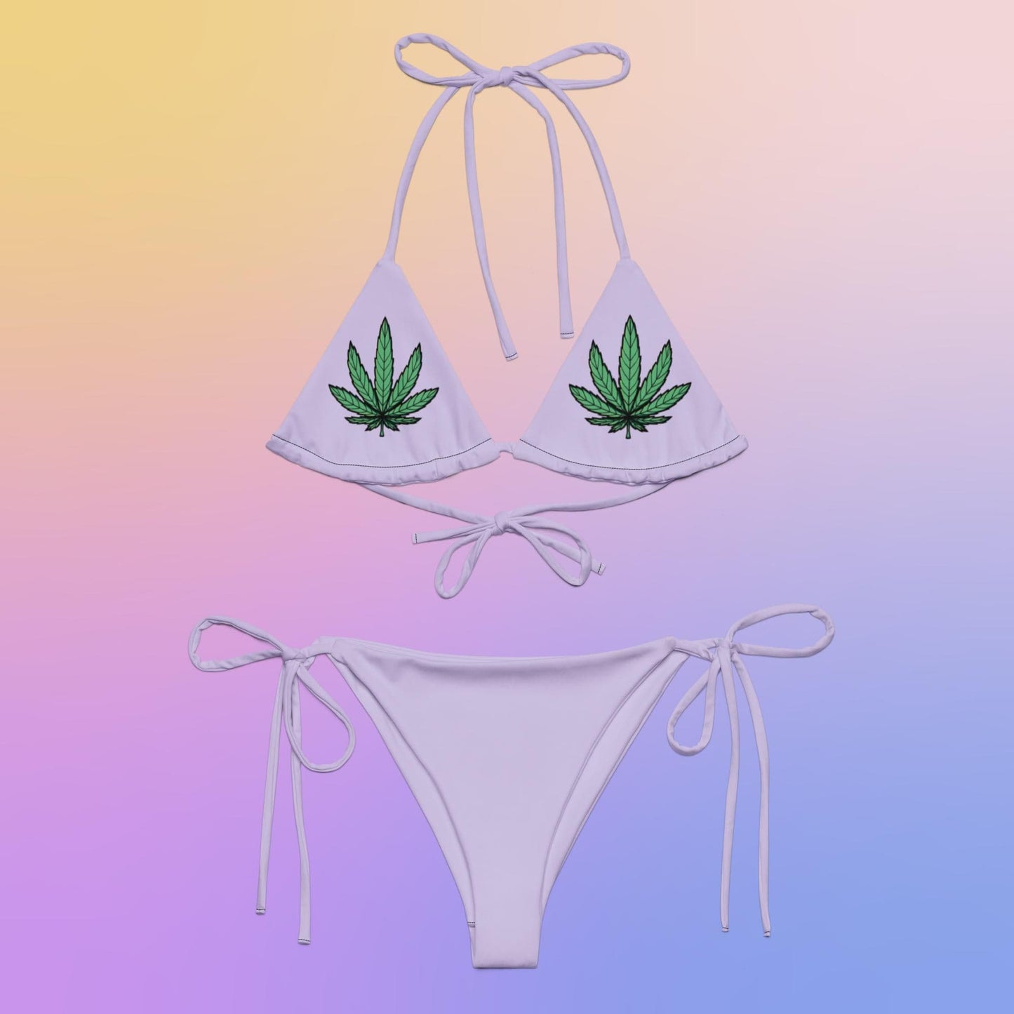 Lavender Weed Fan Leaf String Bikini Set