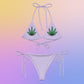 Lavender Weed Fan Leaf String Bikini Set