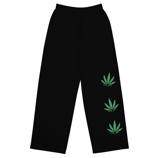 Weed Leaf Wide Leg Pants(High Waisted)