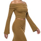 Good Girls Love Ganja Women's Off-the-Shoulder Bell Sleeve Knit Crop T-Shirt